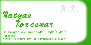 matyas korcsmar business card